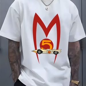 Men's Cotton Short Sleeve T-Shirt Speed Racer Mach 5 Racing Car Graphic Crew Tee