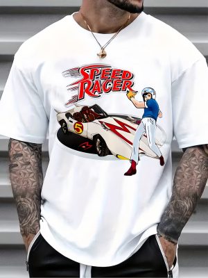 Men's Cotton Short Sleeve T-Shirt Speed Racer Anime Character Racing Graphic T-Shirt