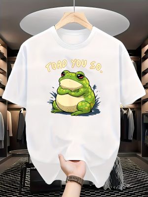 Men's Cotton Short Sleeve T-Shirt Toad You So Cute Frog Cartoon Graphic Crew Neck Tee